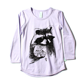 Minti Long Sleeve Scoop Tee Racoon Diamond Lilac